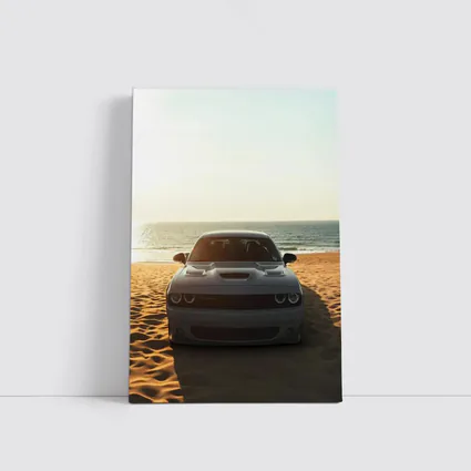 Dodge Challenger Gray Car Beach Ocean