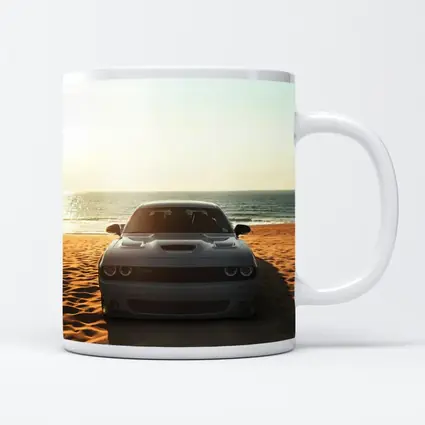 Dodge Challenger Gray Car Beach Ocean