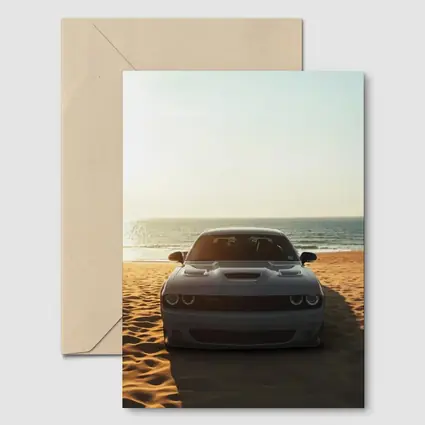 Dodge Challenger Gray Car Beach Ocean