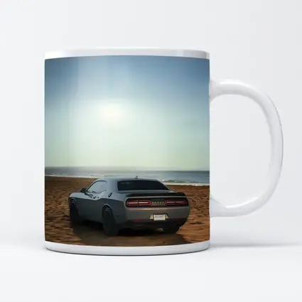 Dodge Challenger Gray Rear View Beach