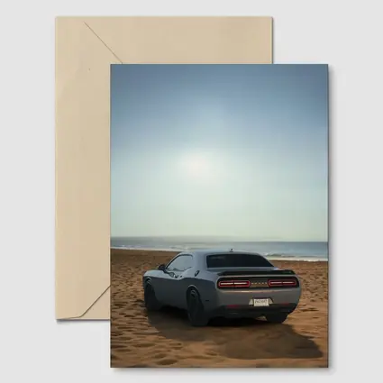 Dodge Challenger Gray Rear View Beach