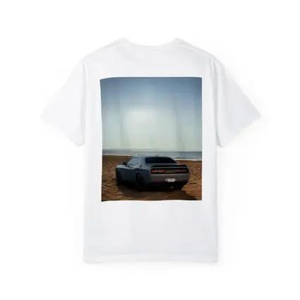 Dodge Challenger Gray Rear View Beach
