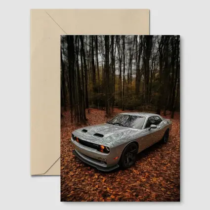 Dodge Challenger Silver Car Autumn Forest