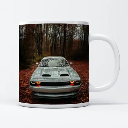 Dodge Challenger Gray Muscle Car Autumn Forest
