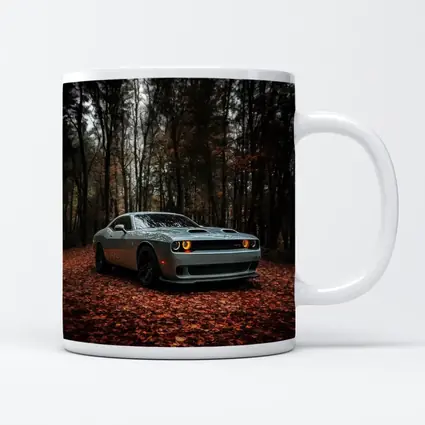 Dodge Challenger Silver Car Autumn Forest