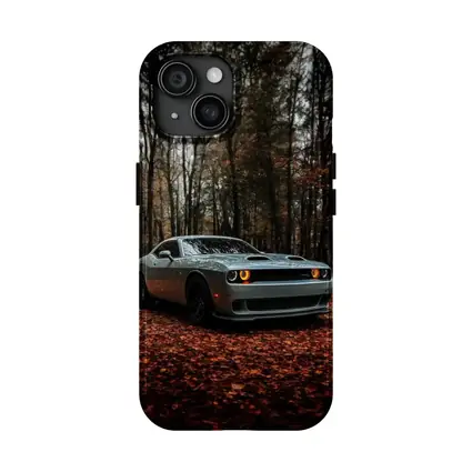 Dodge Challenger Silver Car Autumn Forest