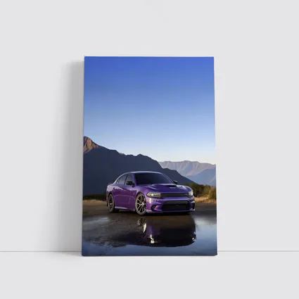 Dodge Charger Purple Muscle Car Mountain Background