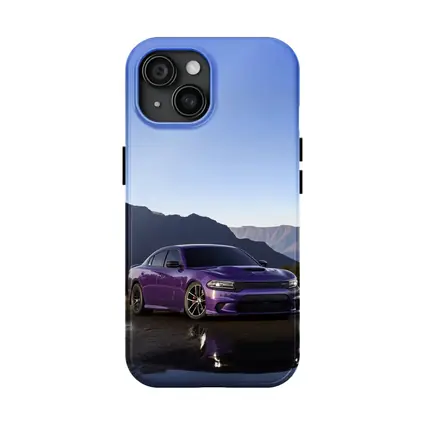 Dodge Charger Purple Muscle Car Mountain Background