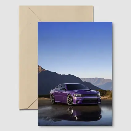 Dodge Charger Purple Muscle Car Mountain Background