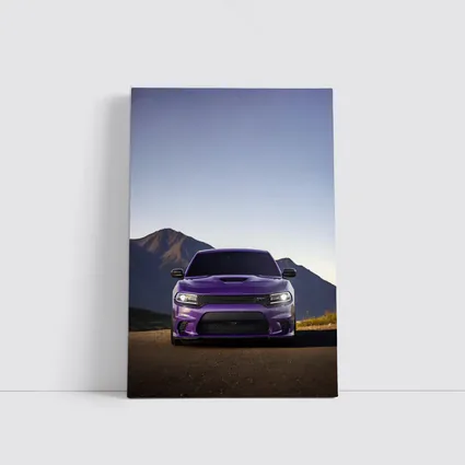 Dodge Charger Purple Front View Mountain Road
