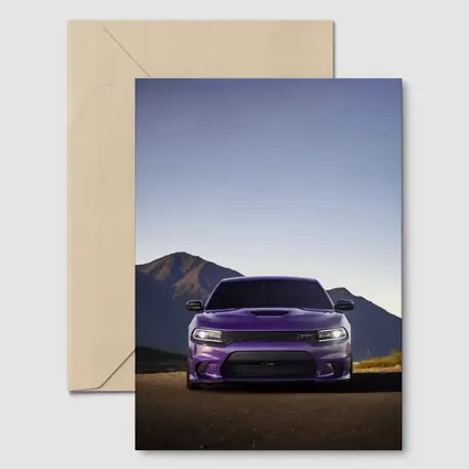Dodge Charger Purple Front View Mountain Road