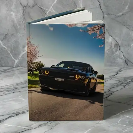 Black Dodge Challenger SRT Cherry Blossom Setting
