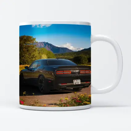 Dodge Challenger Black Rear Mountain Landscape