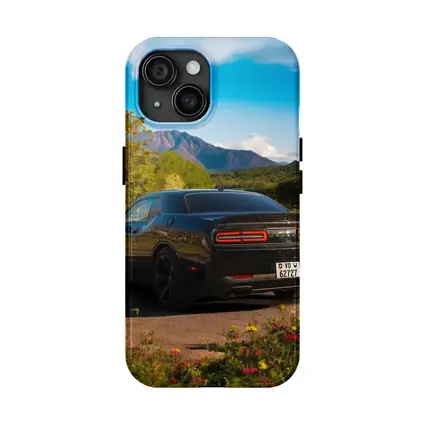 Dodge Challenger Black Rear Mountain Landscape