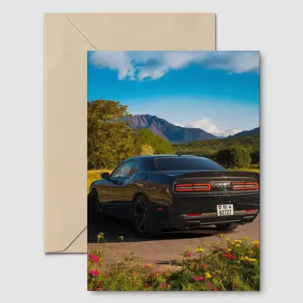 Dodge Challenger Black Rear Mountain Landscape