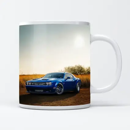 Dodge Challenger Blue Muscle Car Golden Field