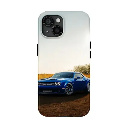 Dodge Challenger Blue Muscle Car Golden Field