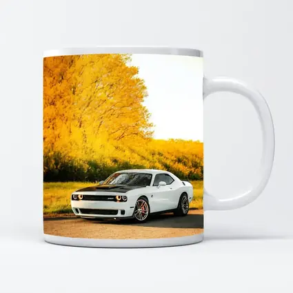 Dodge Challenger SRT White Autumn Yellow Trees