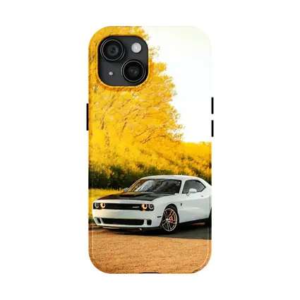 Dodge Challenger SRT White Autumn Yellow Trees