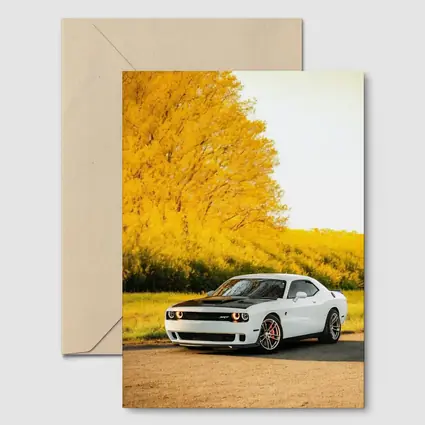 Dodge Challenger SRT White Autumn Yellow Trees