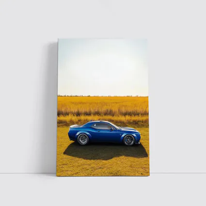 Dodge Challenger Blue Muscle Car Open Field