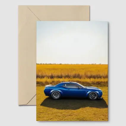 Dodge Challenger Blue Muscle Car Open Field