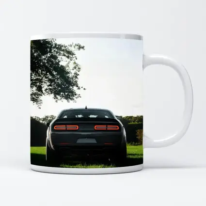 Dodge Challenger Rear View Green Field