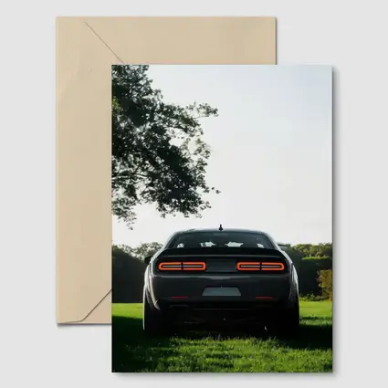 Dodge Challenger Rear View Green Field
