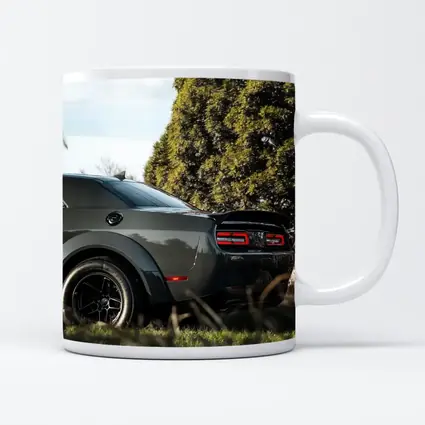 Dodge Challenger Rear View Green Trees