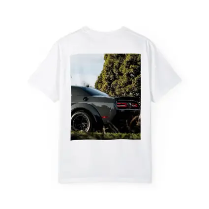 Dodge Challenger Rear View Green Trees