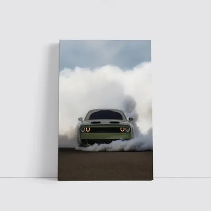 Dodge Challenger Burnout Smoke Green Muscle