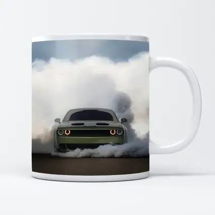 Dodge Challenger Burnout Smoke Green Muscle