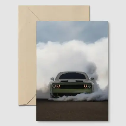 Dodge Challenger Burnout Smoke Green Muscle