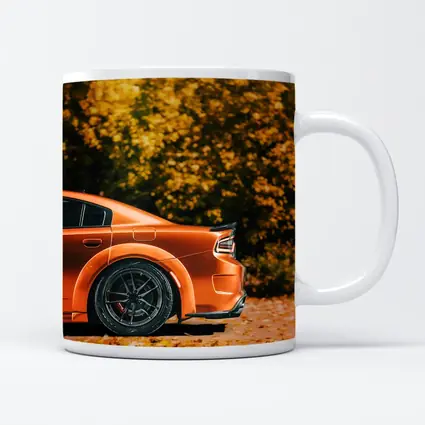Dodge Charger Orange Car Autumn Leaves Background