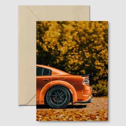 Dodge Charger Orange Car Autumn Leaves Background