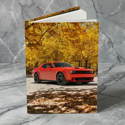 Dodge Challenger Red Muscle Car Autumn Park