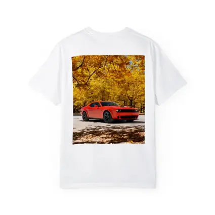 Dodge Challenger Red Muscle Car Autumn Park