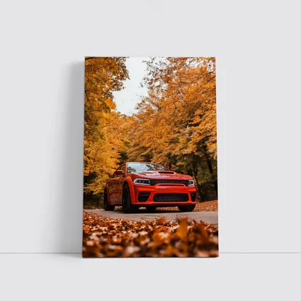 Dodge Charger Orange Muscle Car Autumn Forest