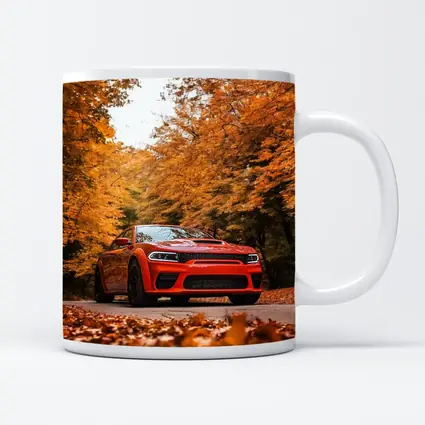 Dodge Charger Orange Muscle Car Autumn Forest