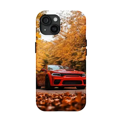 Dodge Charger Orange Muscle Car Autumn Forest