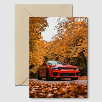 Dodge Charger Orange Muscle Car Autumn Forest
