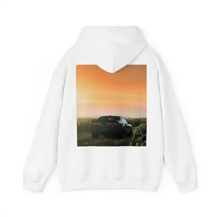 Dodge Challenger Black Muscle Car Cornfield Sunset