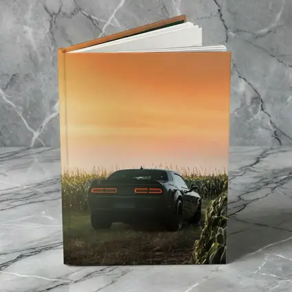 Dodge Challenger Black Muscle Car Cornfield Sunset