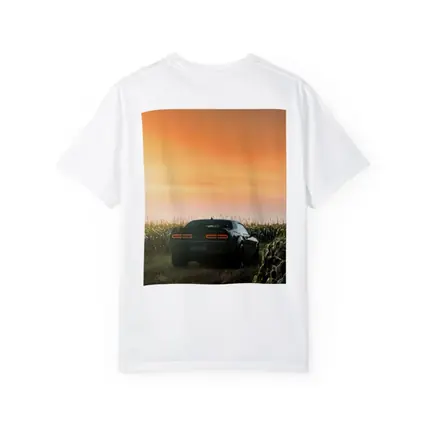 Dodge Challenger Black Muscle Car Cornfield Sunset