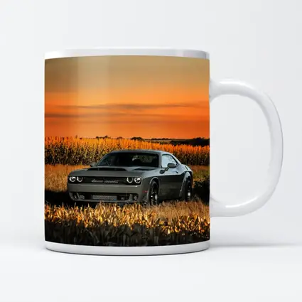 Dodge Challenger Hellcat Golden Field Sunset