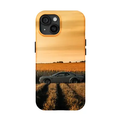 Dodge Challenger Parked in Golden Wheat Field