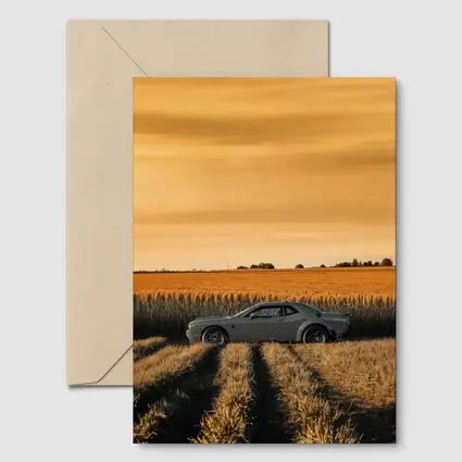 Dodge Challenger Parked in Golden Wheat Field
