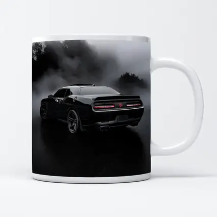 Dodge Challenger Black Muscle Car Foggy Rain