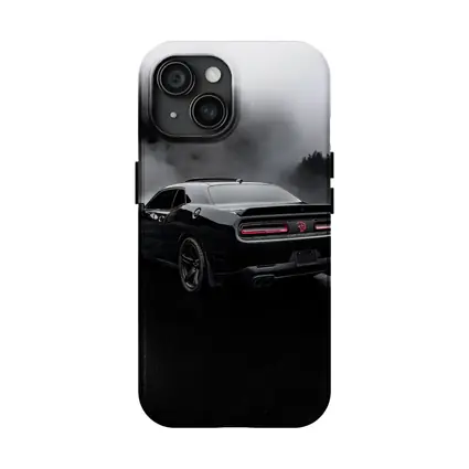 Dodge Challenger Black Muscle Car Foggy Rain