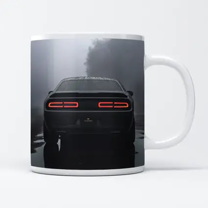 Dodge Challenger Rear View Foggy Rainy Road